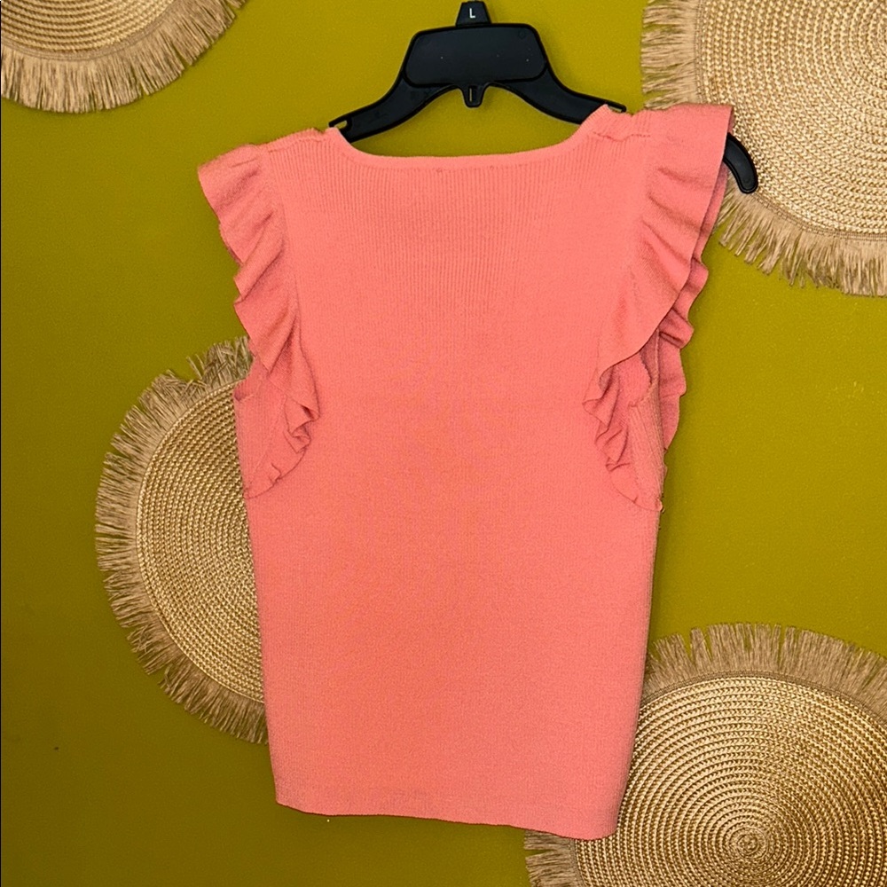 Pink Ruffled V-Neck Top - Picture 4 of 4